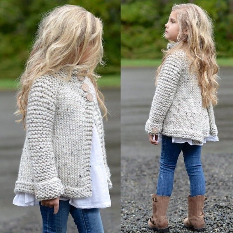 Puddle and Patch™ Girls' Knitted Cardigan Sweater Coat – Soft Rabbit Hair Blend