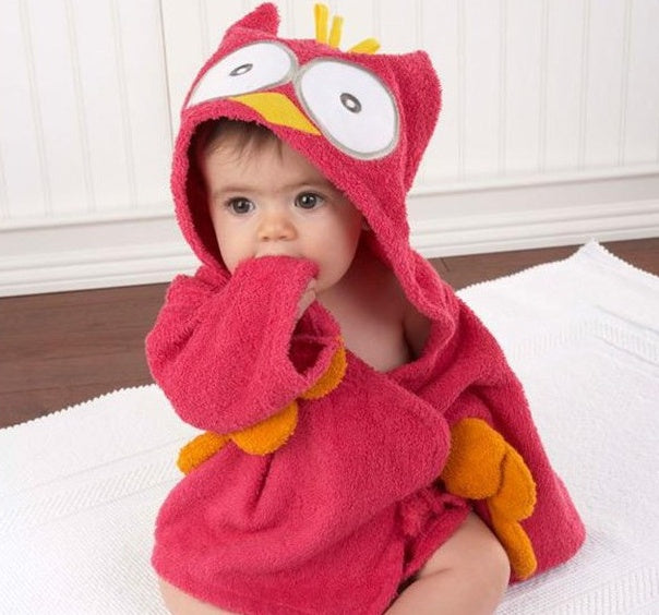 Puddle and Patch™ Cartoon Cute Animal Hooded Baby Bathrobe – Pure Cotton for Comfort and Warmth