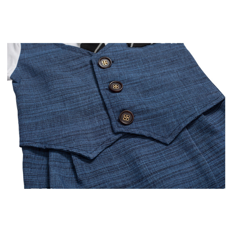 Puddle and Patch™ Baby Boy Summer Jumpsuit – Gentleman's Short Sleeve Bodysuit