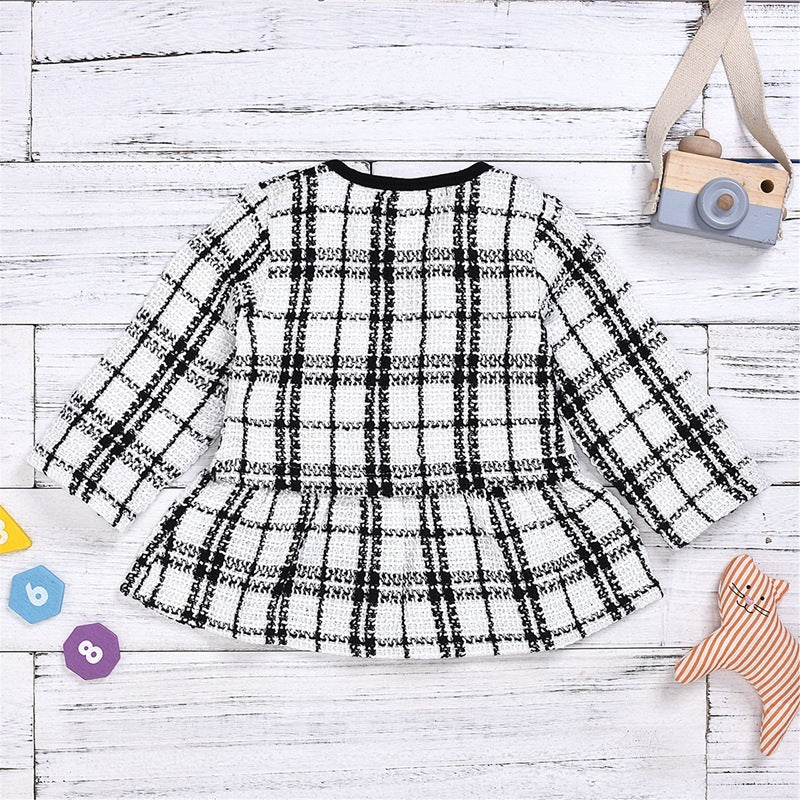 Puddle and Patch™ Baby Girl Two-Piece Plaid Dress Set – Long Sleeve Knitted Sweater and A-Line Skirt
