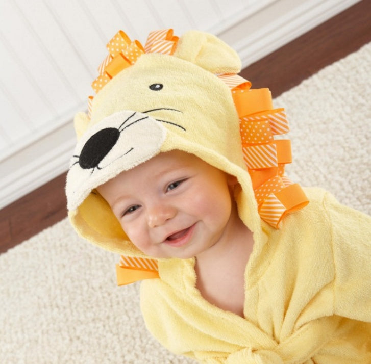 Puddle and Patch™ Cartoon Cute Animal Hooded Baby Bathrobe – Pure Cotton for Comfort and Warmth