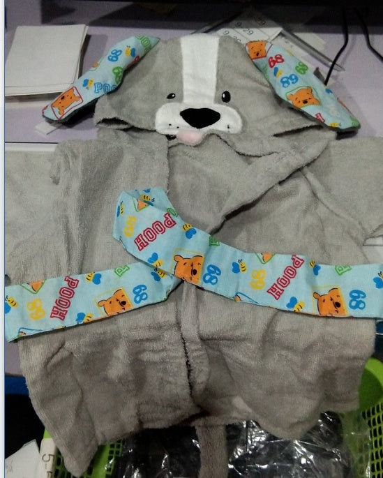Puddle and Patch™ Cartoon Cute Animal Hooded Baby Bathrobe – Pure Cotton for Comfort and Warmth