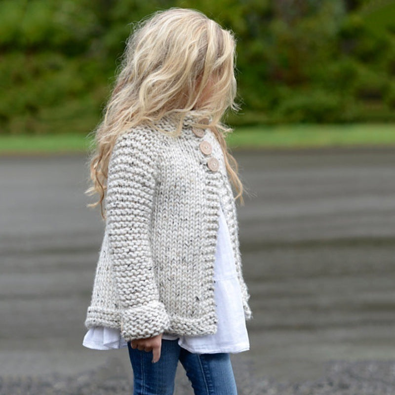 Puddle and Patch™ Girls' Knitted Cardigan Sweater Coat – Soft Rabbit Hair Blend