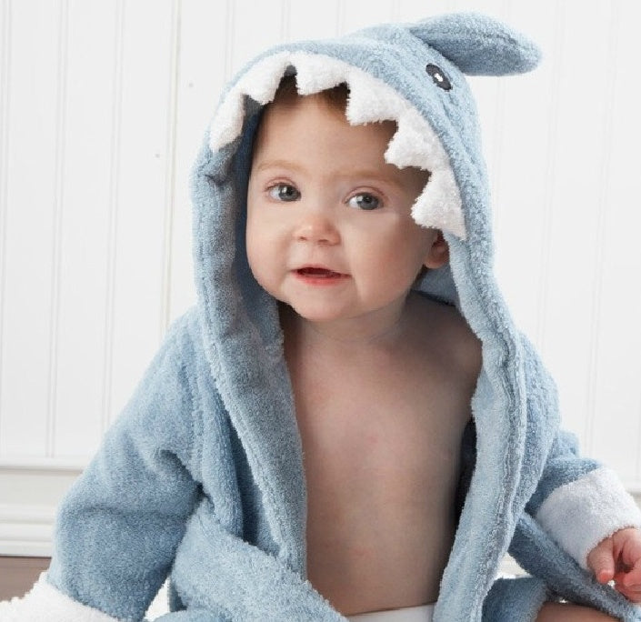 Puddle and Patch™ Cartoon Cute Animal Hooded Baby Bathrobe – Pure Cotton for Comfort and Warmth