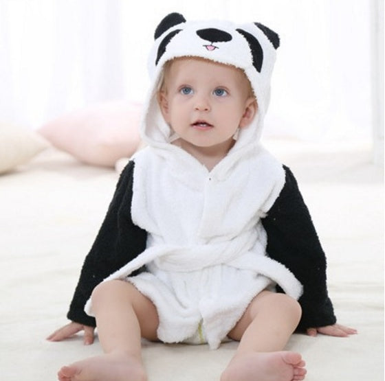 Puddle and Patch™ Cartoon Cute Animal Hooded Baby Bathrobe – Pure Cotton for Comfort and Warmth
