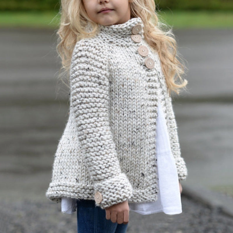 Puddle and Patch™ Girls' Knitted Cardigan Sweater Coat – Soft Rabbit Hair Blend