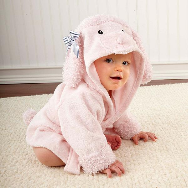 Puddle and Patch™ Cartoon Cute Animal Hooded Baby Bathrobe – Pure Cotton for Comfort and Warmth