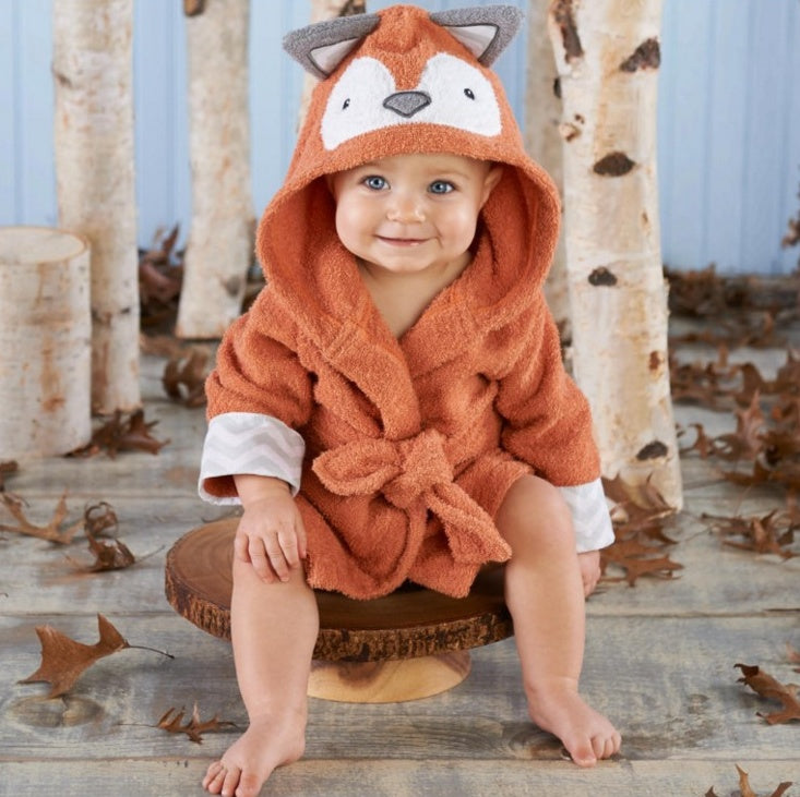 Puddle and Patch™ Cartoon Cute Animal Hooded Baby Bathrobe – Pure Cotton for Comfort and Warmth