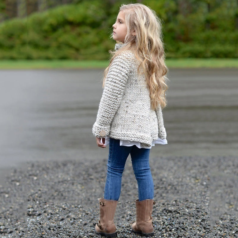 Puddle and Patch™ Girls' Knitted Cardigan Sweater Coat – Soft Rabbit Hair Blend