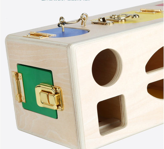 Wooden Shape Lock Box – Educational Toy for Preschool Learning