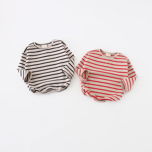 Girls' Cotton Striped Long Sleeve T-Shirt – Soft and Stylish for Autumn and Spring