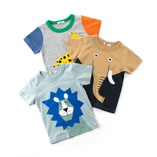 Animal Print Short Sleeve T-shirt for Boys – Cool and Comfy for Summer