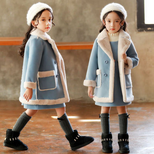 Children's Wool Blend Double-Breasted Winter Coat – Warm and Stylish Outerwear