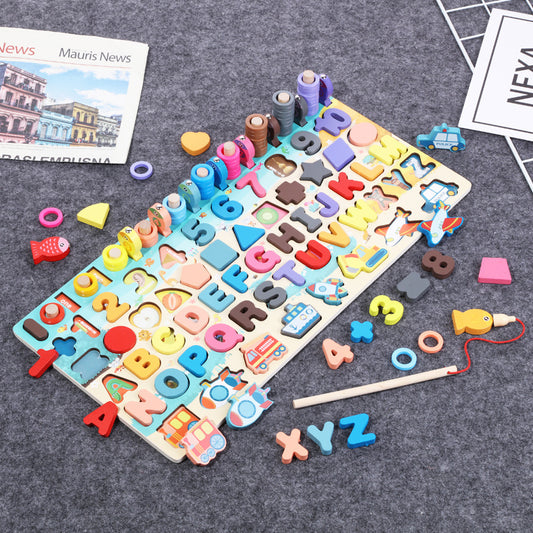 Montessori Wooden Educational Board – Math, Fishing, and Puzzle Learning Toy