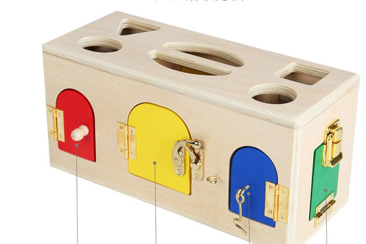 Wooden Shape Lock Box – Educational Toy for Preschool Learning