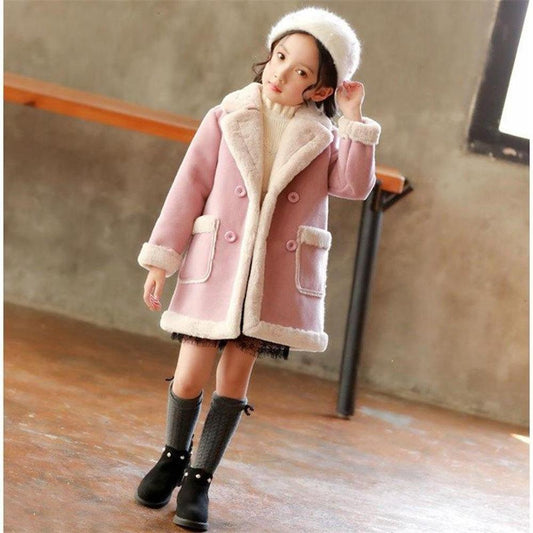Children's Wool Blend Double-Breasted Winter Coat – Warm and Stylish Outerwear