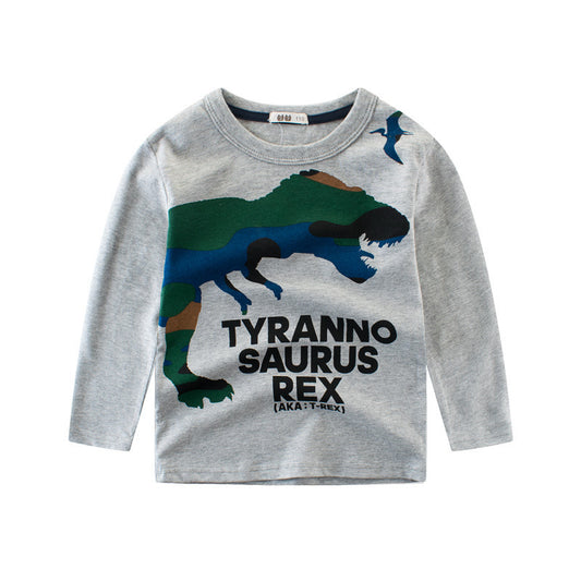 Dinosaur Themed Long Sleeve Shirt for Big Kids – Soft Cotton Fabric