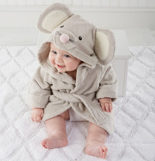 Cartoon Cute Animal Hooded Baby Bathrobe – Pure Cotton for Comfort and Warmth