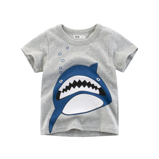 Fashionable Children's T-Shirt with Shark Design – Comfortable Cotton Tee