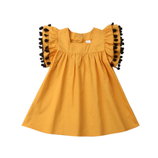 Orange Sleeveless Kids Girls Dress